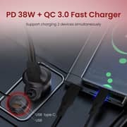 Moxedo Car Fm Transmitter Wireless Bluetooth Pd3.0 & Qc 3.0 38w Dual Ports Usb-a/usb Type-c Car Charger Hands-free Call, Noise Cancellation, Bass Booster, 7 Rgb Colors Support Sd Card Aux Input