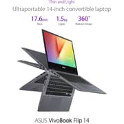 ASUS Vivobook Flip 14 TP412FA-EC404T Touch Laptop - Core i3 2.1GHz 4GB 256GB Win10 14inch FHD Grey English/Arabic Keyboard with Stylus Pen