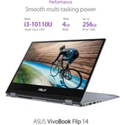 ASUS Vivobook Flip 14 TP412FA-EC404T Touch Laptop - Core i3 2.1GHz 4GB 256GB Win10 14inch FHD Grey English/Arabic Keyboard with Stylus Pen