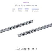 ASUS Vivobook Flip 14 TP412FA-EC404T Touch Laptop - Core i3 2.1GHz 4GB 256GB Win10 14inch FHD Grey English/Arabic Keyboard with Stylus Pen