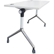 Mahmayi Zf-08a Multipurpose Foldable Training/computer Table, Adjustable Standing Desk, Home Office Modern Folding Table With 2 Grommets For Wire Management - White (white)