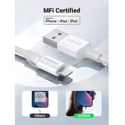 UGREEN USB-A to Lightning Cable, 2m, MFi Certified, 2.4A Fast Charging, Data Sync – White