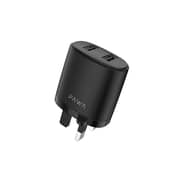 Pawa Solid Travel Charger Dual Usb Port 2.4a-black