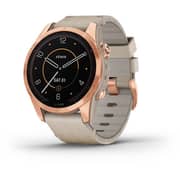 Garmin 010-02539-35 Fenix 7S Sapphire Solar Smart Watch with Limestone Leather Band Rose Gold Titanium