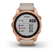Garmin 010-02539-35 Fenix 7S Sapphire Solar Smart Watch with Limestone Leather Band Rose Gold Titanium