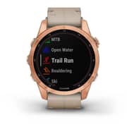 Garmin 010-02539-35 Fenix 7S Sapphire Solar Smart Watch with Limestone Leather Band Rose Gold Titanium