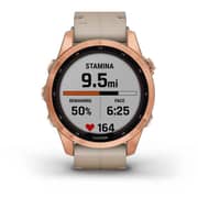 Garmin 010-02539-35 Fenix 7S Sapphire Solar Smart Watch with Limestone Leather Band Rose Gold Titanium