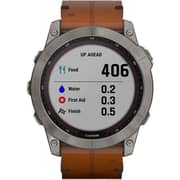 Garmin Fenix 7X Sapphire Solar Smart Watch Titanium with Chestnut Leather Band 51mm 010-02541-19