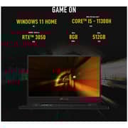 ASUS TUF Dash F15 Gaming Laptop - 11th Gen Core i5 3.1GHz 8GB 512GB 4GB Win11Home 15.6inch FHD 144Hz Eclipse Grey Nvidia GeForce RTX 3050 FX516PC HN558W (2022) Middle East Version