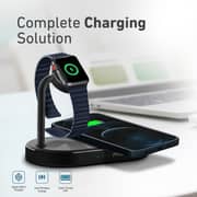 Promate 15w Qi Wireless Charging Station With Mfi Apple Watch Charger And 24w Usb Port, Wavepower Uk Black