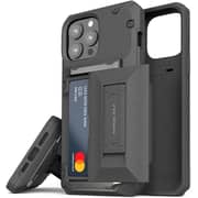 Vrs Design Damda Glide Hybrid Designed For Iphone 13 Pro Max Case Cover Wallet [semi Automatic] Slider Credit Card Holder Slot [3-4 Cards] & Kickstand - Sand Stone