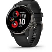 Garmin 010-02496-11 Venu 2 Plus Slate Stainless Steel Bezel Smartwatch Black