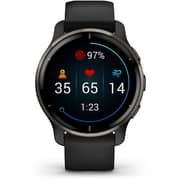 Garmin 010-02496-11 Venu 2 Plus Slate Stainless Steel Bezel Smartwatch Black