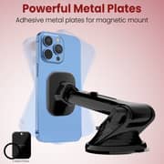 Moxedo Magnetic Car Mount Phone Holder Hands Free Windshield, Dashboard, Adjustable Telescopic Arm Compatible For Iphone 13/12/11/xr/xs/xs Max/ Galaxy S20 Note 20 Ultra & All Smartphones