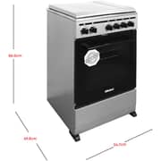 Nobel Gas & Electric Cooker Silver 50x50 cm 2 Gas Burners 2 Hot Plate Electric Oven Enamel Grids Lid Stainless Steel Top - NGC5200S