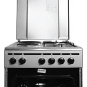 Nobel Gas & Electric Cooker Silver 50x50 cm 2 Gas Burners 2 Hot Plate Electric Oven Enamel Grids Lid Stainless Steel Top - NGC5200S