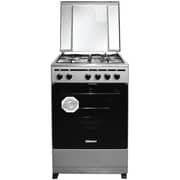 Nobel Gas & Electric Cooker Silver 50x50 cm 3 Gas Burners 1 Hot Plate Electric Oven Enamel Grids Lid Stainless Steel Top - NGC5300S