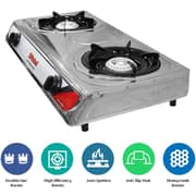 Nobel Gas Stove Stainless Steel Honeycomb Auto Ignition Double Burner