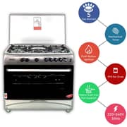 Nobel Gas Cooker Silver 90X60 Full Safety Ffd Gas Oven NGC9690 (Basic Installation Included)