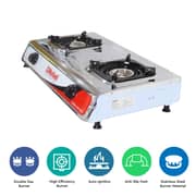 Nobel Gas Stove Stainless Steel Brass Auto Ignition Double Burner Energy Saving Ngt2004