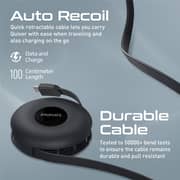 Promate Magnetic Charging Cable, 3-in-1 Retractable Usb-c™ Charging Cable With 60w Usb-c™ Power Delivery, 18w Micro-usb, 20w Lightning Power Delivery And Sync Charge Cord For Iphone 13, Quiver Black