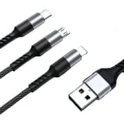 Maxguard Veloce-Series 3 In 1 Nylon Braided USB Charging Cable 1m Black