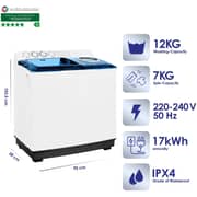 Super General 12 Kg Twin-tub Semi-automatic Washing Machine, White/blue
