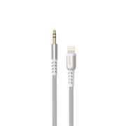 Porodo Lightning To Aux Braided Metalic Cable 1.2m White