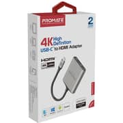 Promate USB-C To Dual HDMI Adapter Grey