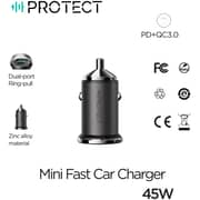 Protect Fast Charging Dual Port Car Charger Black