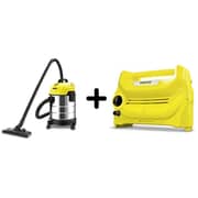 Karcher Wet And Dry Vaccum Cleaner Yellow WD1S + Horizontal Pressure Washer Yellow K1