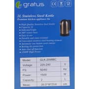 Gratus Electric Coper Durable Stainless Steel 360-degree Cordless Power Base Kettle 2l Glk-2098bc