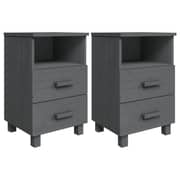 vidaXL Bedside Cabinets HAMAR 2 pcs Dark Grey 40x35x62 cm Solid Wood