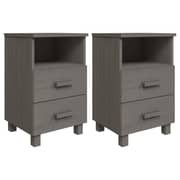 vidaXL Bedside Cabinets HAMAR 2 pcs Light Grey 40x35x62 cm Solid Wood