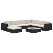 Vidaxl 8 Piece Garden Lounge Set With Cushions Poly Rattan Black