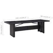 Vidaxl Garden Table Black 240x90x74 Cm Poly Rattan And Glass