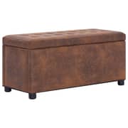 281375 Vidaxl Storage Ottoman 87,5 Cm Brown Faux Suede Leather