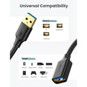 يو جرين USB 3.0 كابل تمديد 1 متر أسود