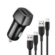Moxedo Car Charger 3.4a Dual Usb-a Ports Car Socket Charger Cigarette Lighter Adapter Smart Ic Technology With 2 Cables Compatible For Iphone 13/12/11/pro/max/xs/xr/x/10/8/7/6, Ipad, Samsung, Android