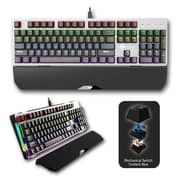 Remson K30 Rgb Gaming Mechanical Keyboard 104 Keys Blue Switches Wired Usb Keyboards With Detachable Wrist Rest, Arabic/english Gaming Mechanical Keyboard For Pc Gamer Computer Desktop