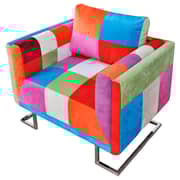 Patchwork Cube Chair With Chrome Feet