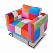 Patchwork Cube Chair With Chrome Feet