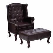 Vidaxl Armchair With Footstool Dark Brown Faux Leather