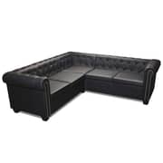 Vidaxl Chesterfield Corner Sofa 5-seater Artificial Leather Black