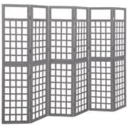 Vidaxl 6-panel Room Divider/trellis Solid Fir Wood Grey 242.5x180 Cm