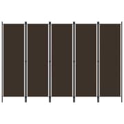 Vidaxl 5-panel Room Divider Brown 250x180 Cm