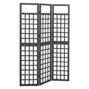 Vidaxl 3-panel Room Divider/trellis Solid Fir Wood Black 121x180 Cm