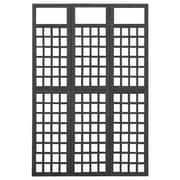 Vidaxl 3-panel Room Divider/trellis Solid Fir Wood Black 121x180 Cm