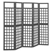 Vidaxl 5-panel Room Divider/trellis Solid Fir Wood Black 201.5x180 Cm