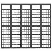 Vidaxl 5-panel Room Divider/trellis Solid Fir Wood Black 201.5x180 Cm